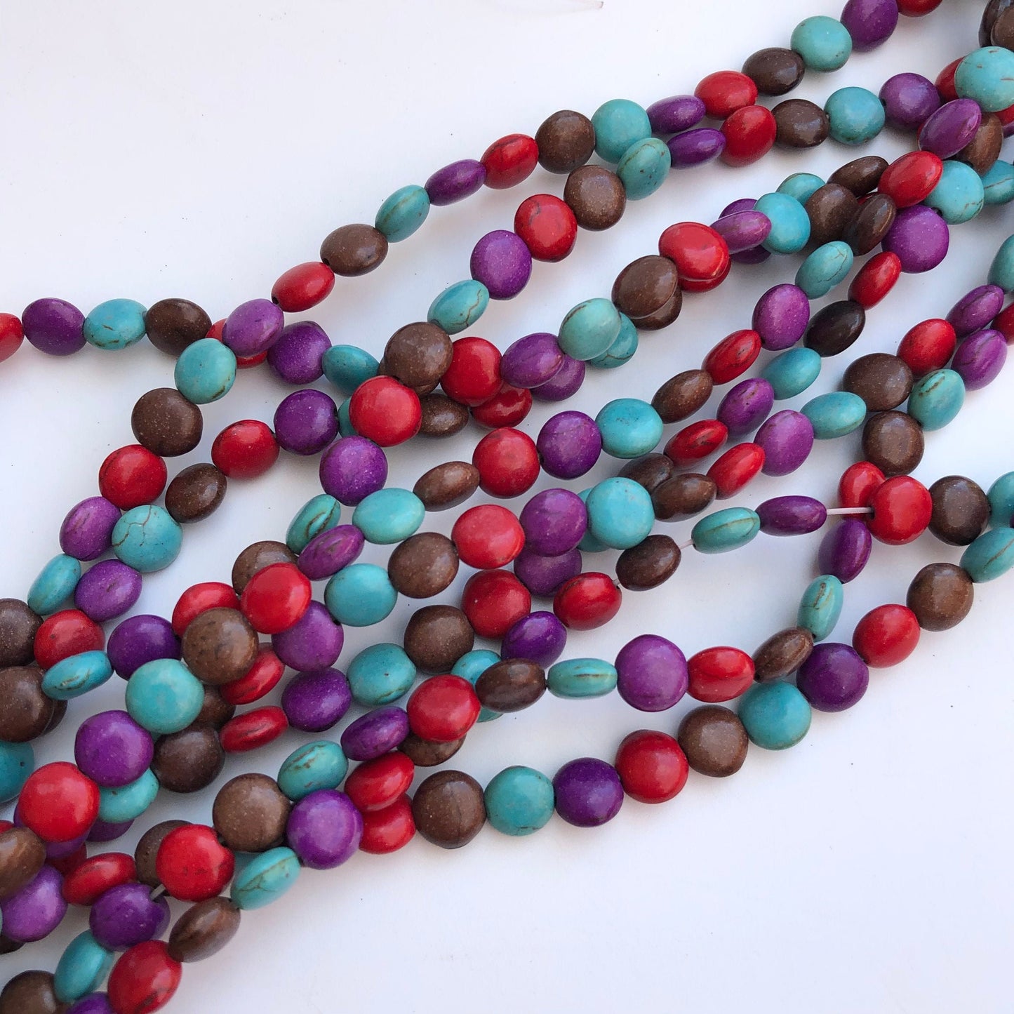 Mixed Colour Stone Beads 8mm Round Pillow Shape Synthetic Gemstone Beads 54 Piece Strand