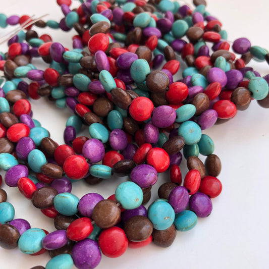 Mixed Colour Stone Beads 8mm Round Pillow Shape Synthetic Gemstone Beads 54 Piece Strand