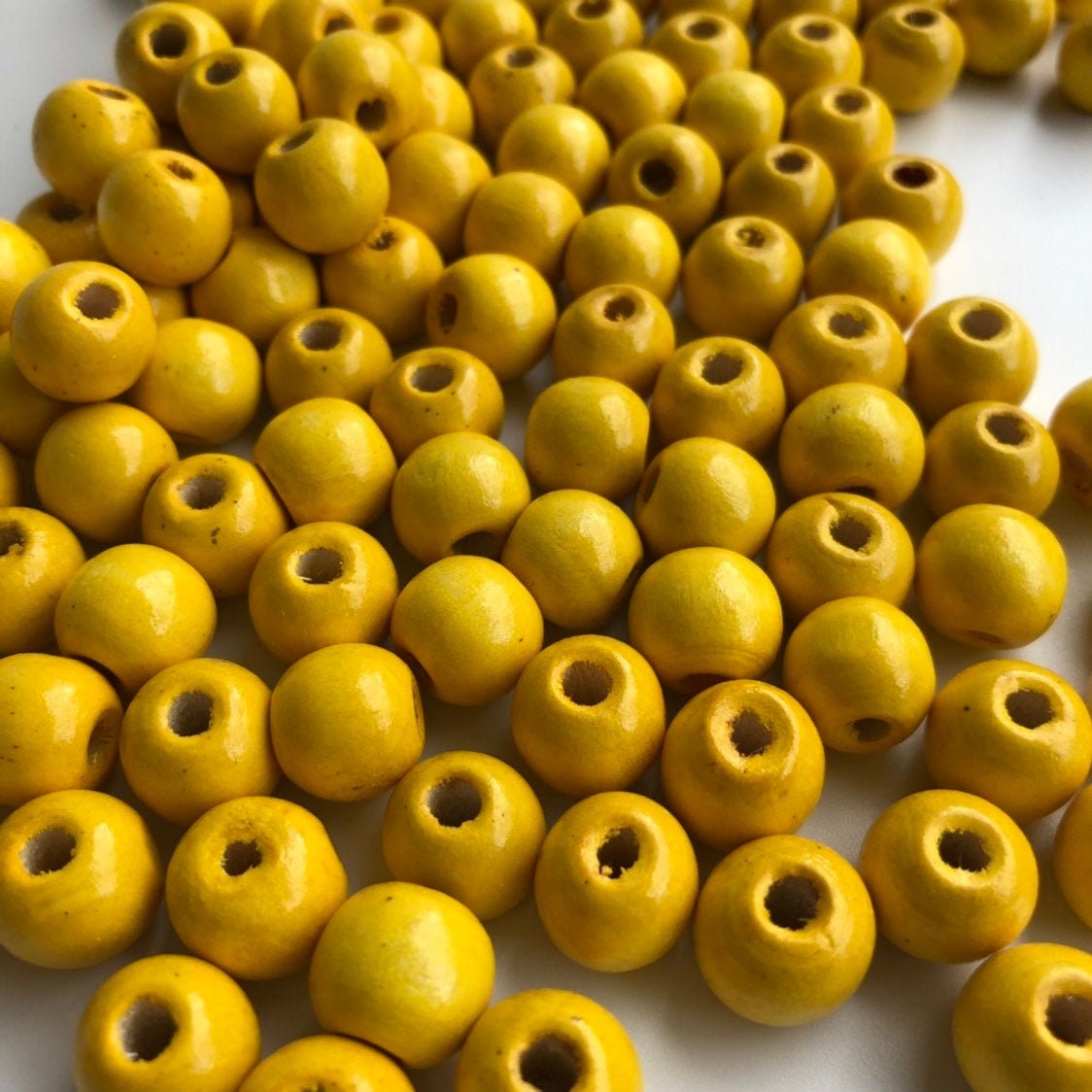 Yellow Wood Beads 12mm Round Wooden DIY Jewellery Craft Bead 50 Pieces