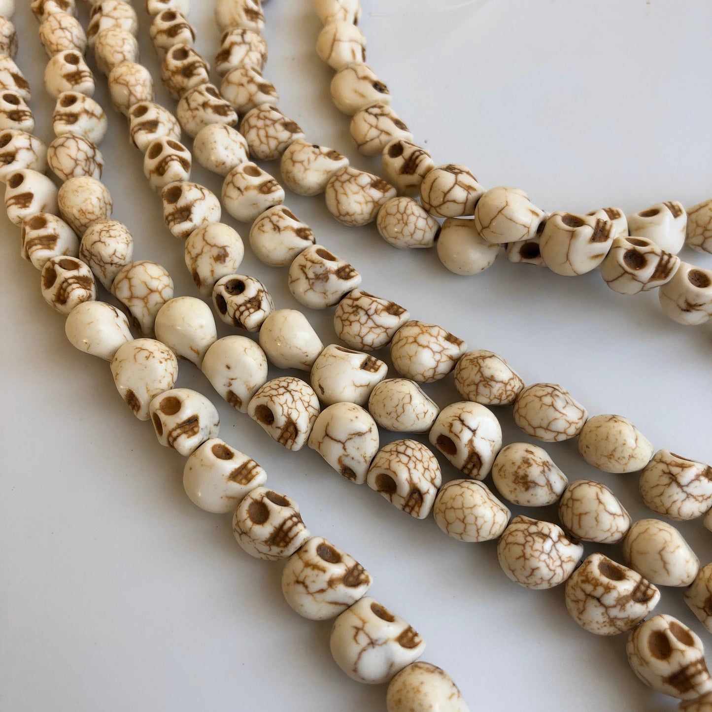 38X White Howlite Skull Beads - 9.5x8mm Halloween Gemstone Punk Bead 38cm Strand