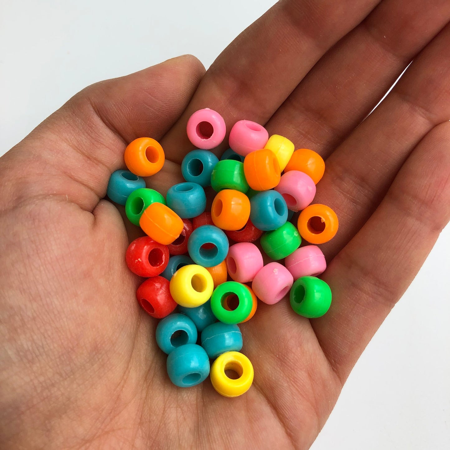 Mixed Multi Colour Rainbow Pony Beads 8x6mm Acrylic Plastic 200 Pieces