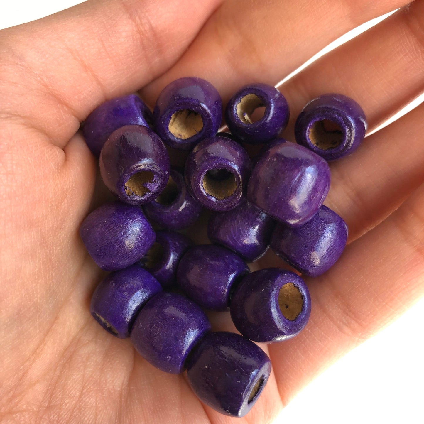 Purple Macrame Wood Beads 12mm Drum Barrel Wooden Dreadlock Pony Bead 50 Pieces