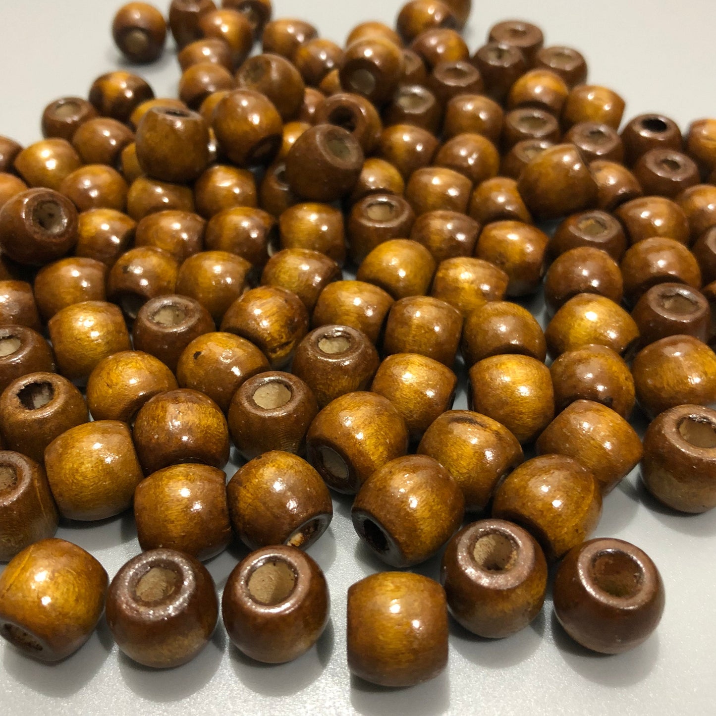 Honey Brown Macrame Wood Beads 12mm Wooden Drum Dreadlock Pony Bead 50 Pieces