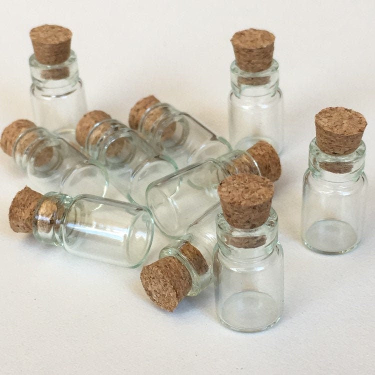 Mini Cork Stopper Glass Vial Jar 0.5ml Clear Plug Wishing Bottle Container 20 Pieces