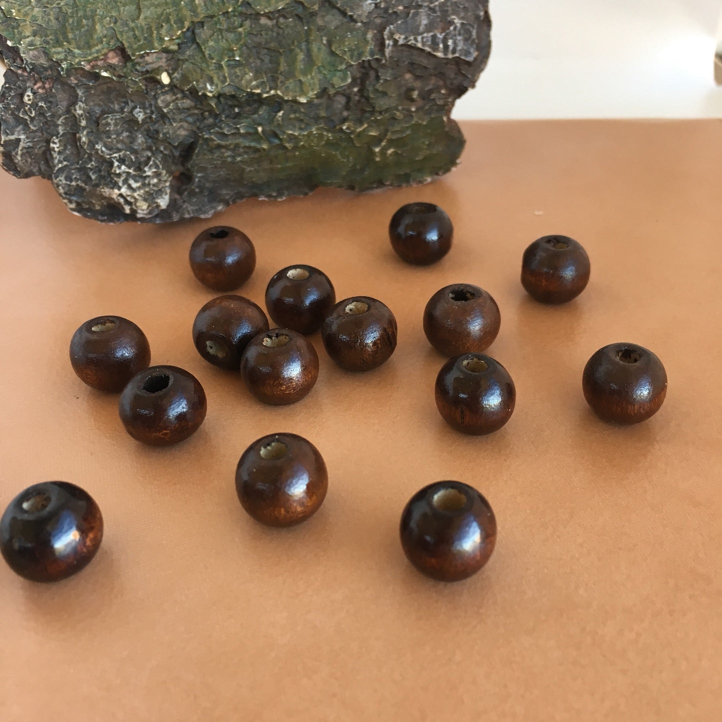 Dark Brown Wood Beads 12mm Round Wooden DIY Craft Bead 50 Pieces