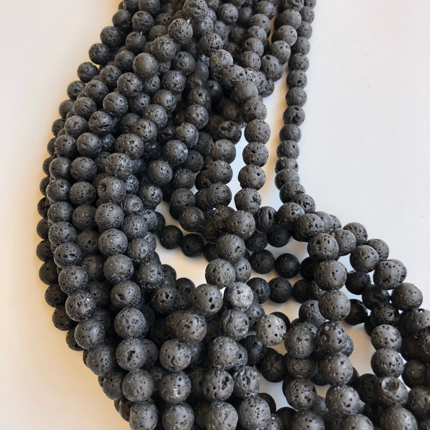 47X Pieces Natural black volcanic lava bead 39cm strand 8-8.5mm round matte mineral beads