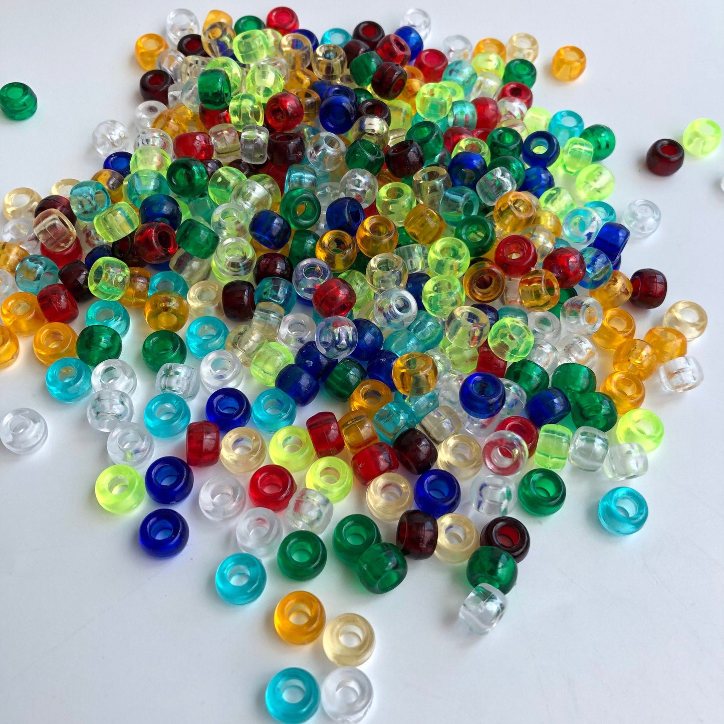 Mixed Transparent Plastic Pony Beads 9x6mm DIY Jewellery Craft Bead 150 Pieces