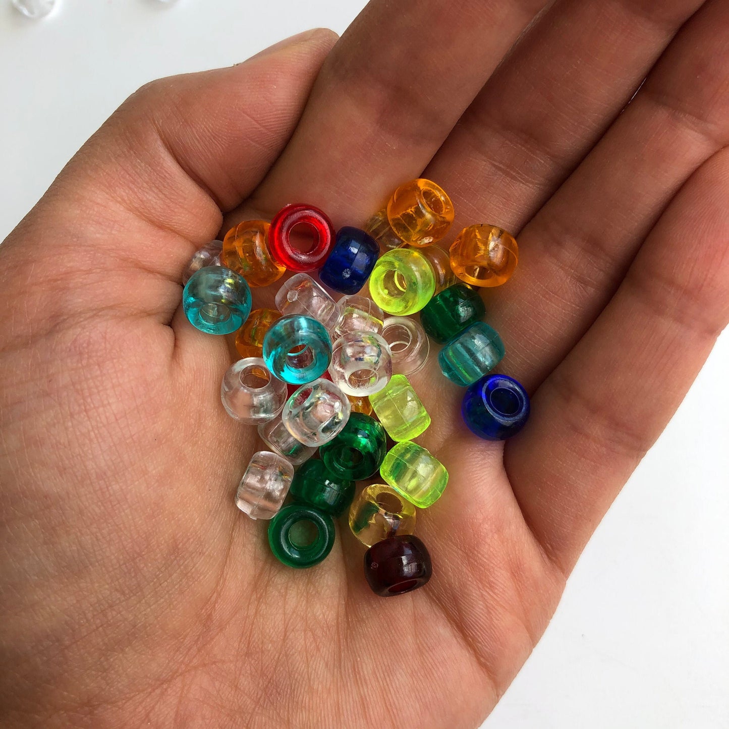 Mixed Transparent Plastic Pony Beads 9x6mm DIY Jewellery Craft Bead 150 Pieces