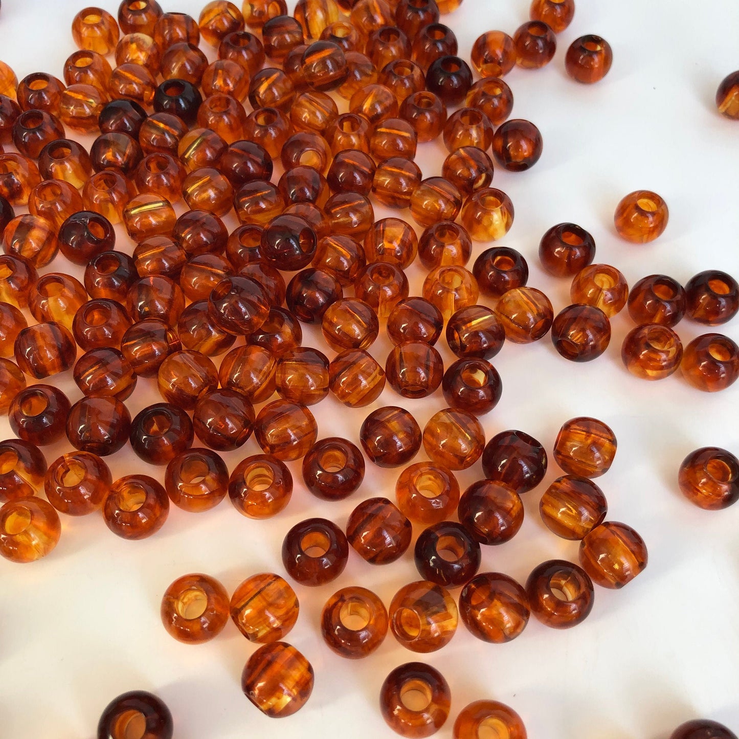 Dark Orange Resin Macrame Beads 12mm Round Imitation Amber Craft Bead 50 Pieces