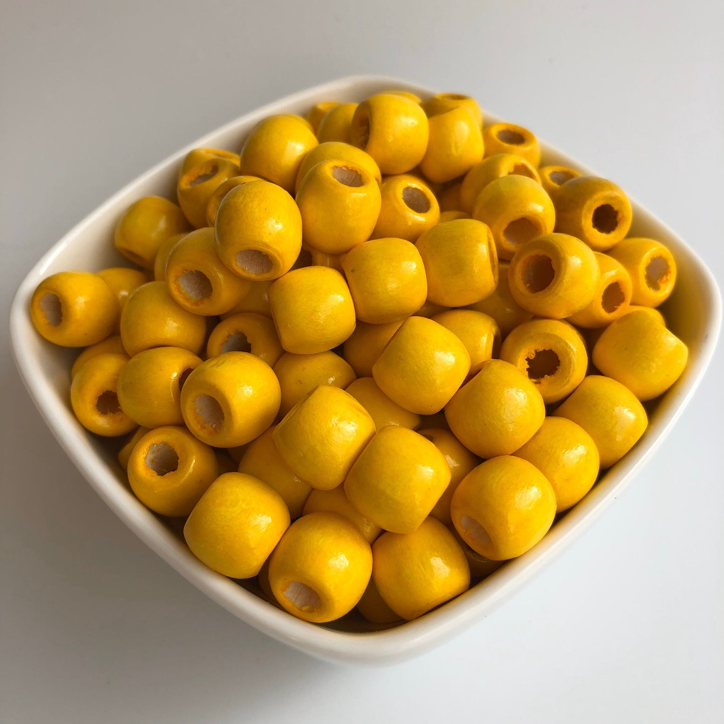 Yellow Wooden Macrame Bead 12mm Oval Drum Shaped Beads 50 Pieces