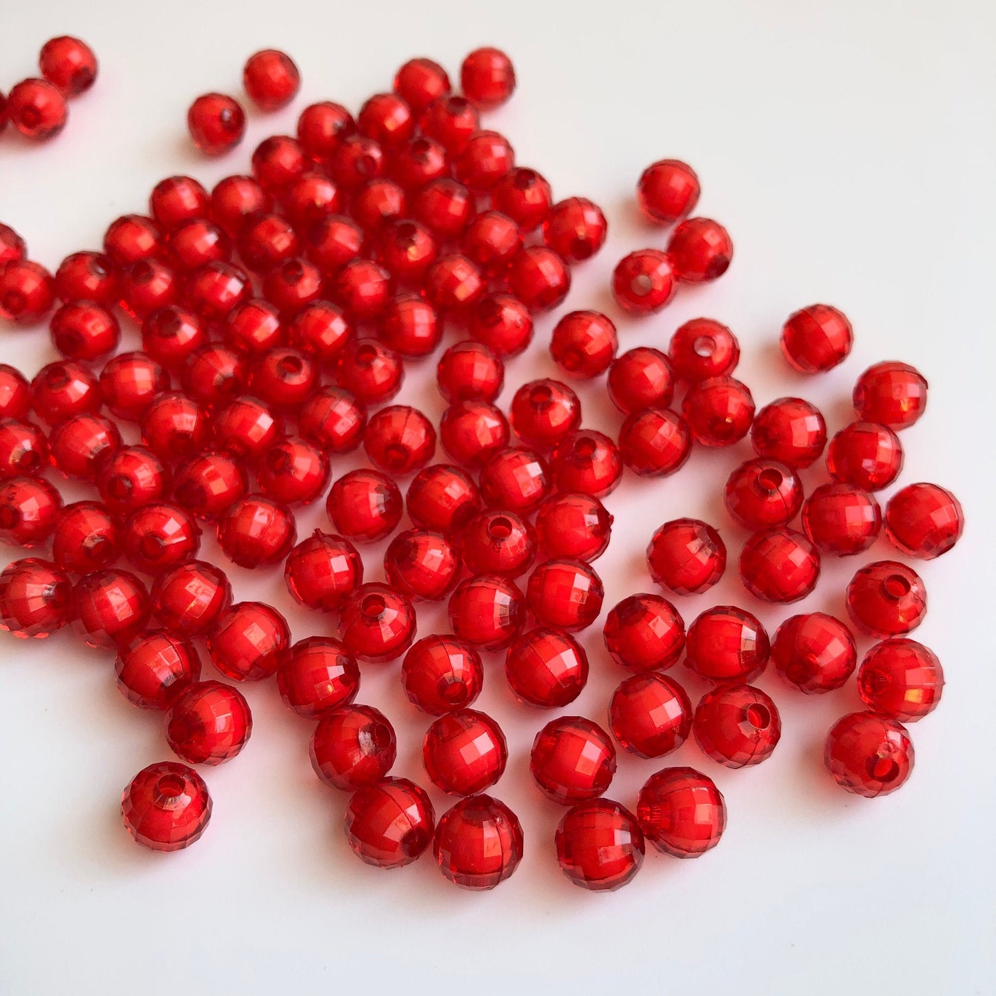 Red Resin Beads 8mm Round Faceted DIY Jewellery Making Bead 100 Pieces