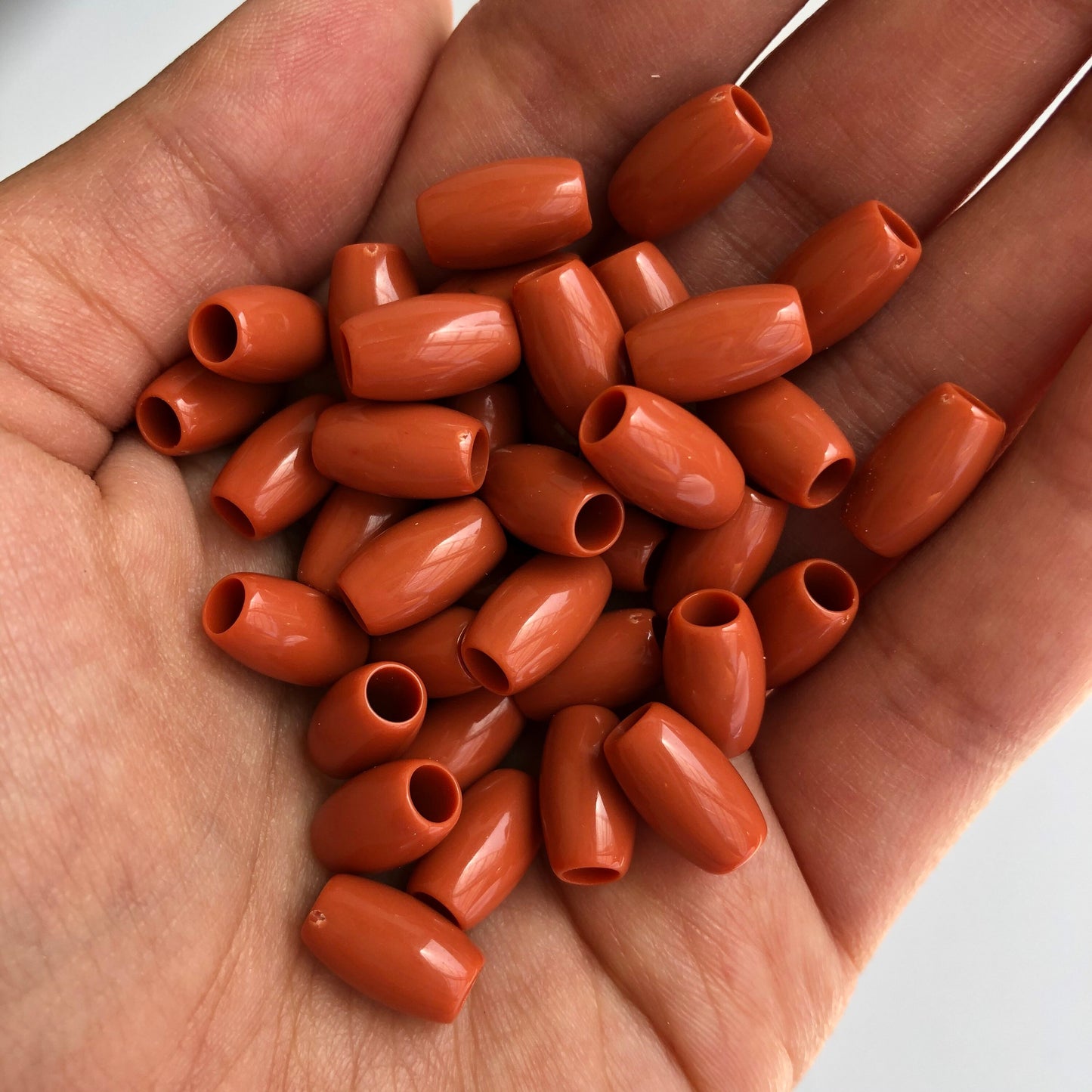 Orange Plastic Resin Beads 12x7mm Oval Barrel DIY Craft Bead 50 Pieces