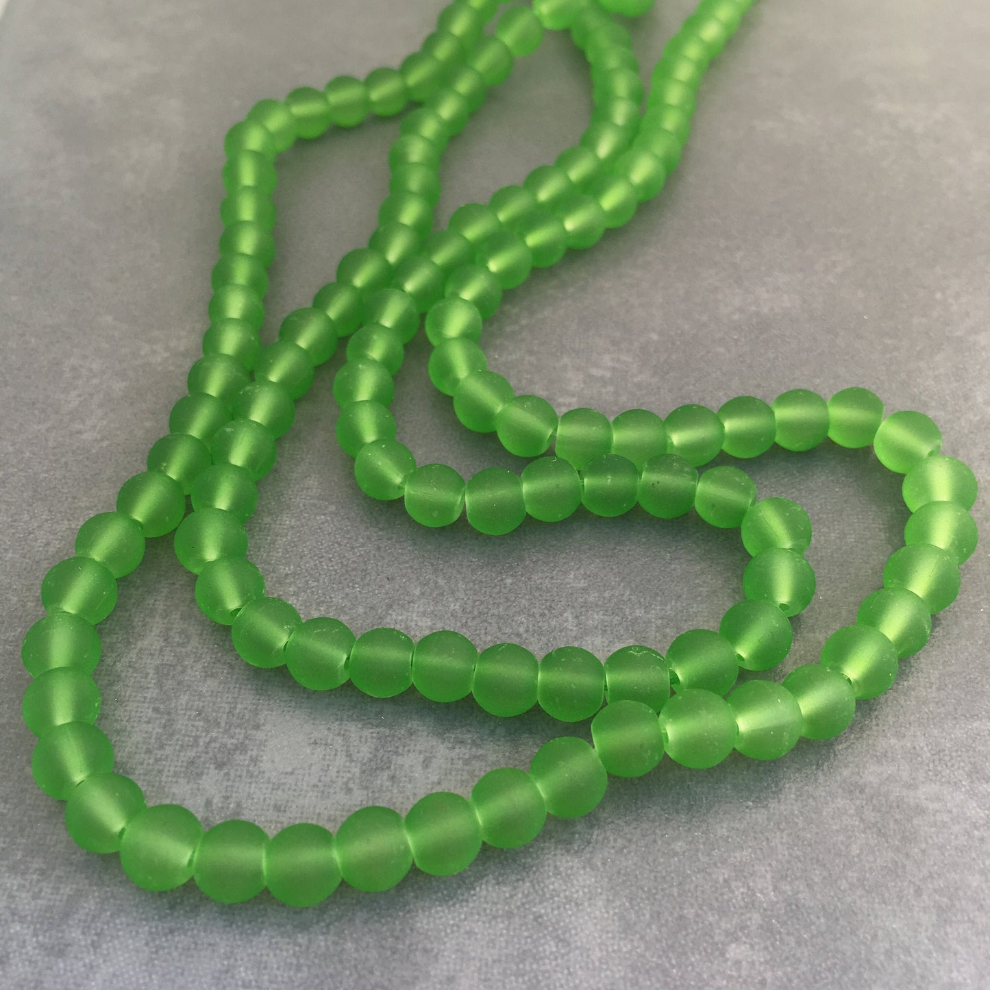 Lime Green Frosted Glass Beads 6mm Round DIY Bracelet Necklace Bead 135 Piece Strand