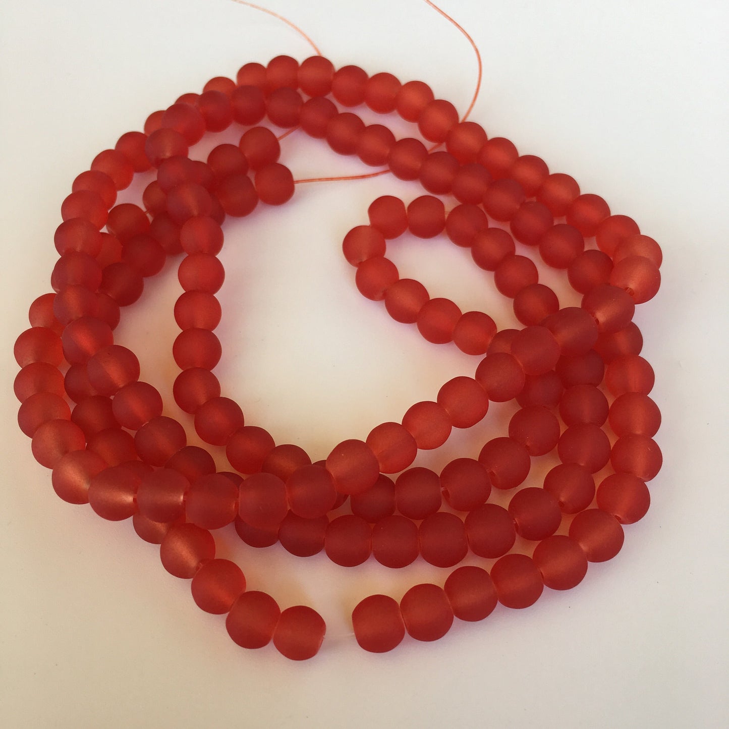 Red Frosted Glass Beads 6mm Round DIY Bracelet Necklace Bead 135 Piece Strand