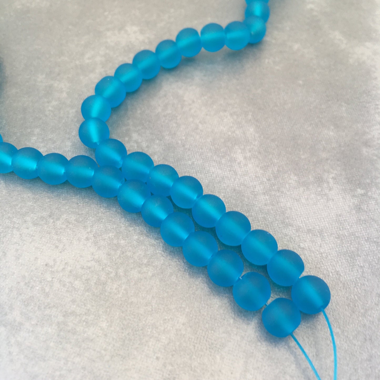 Blue Frosted Glass Beads 6mm Round DIY Bracelet Necklace Bead 135 Piece Strand