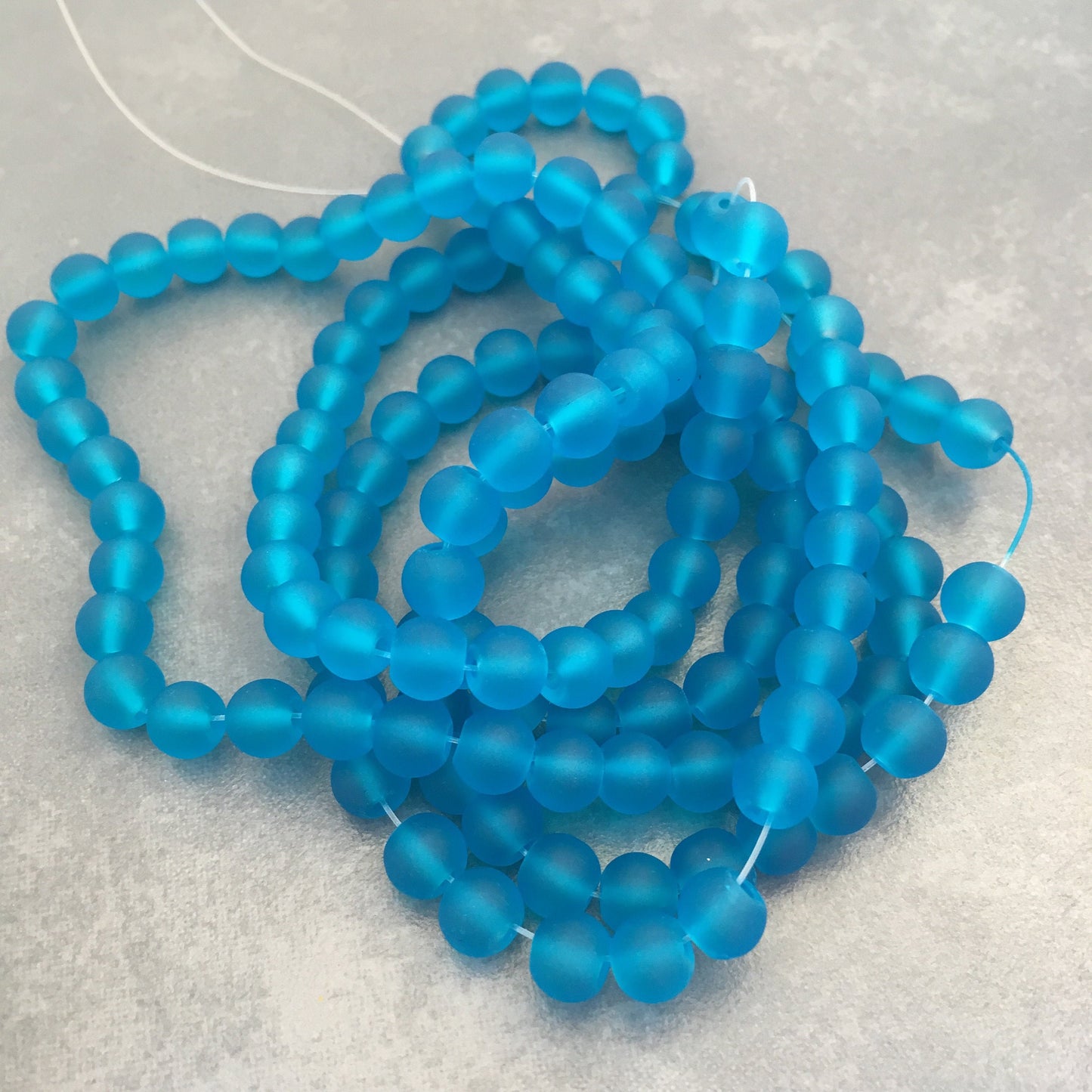 Blue Frosted Glass Beads 6mm Round DIY Bracelet Necklace Bead 135 Piece Strand