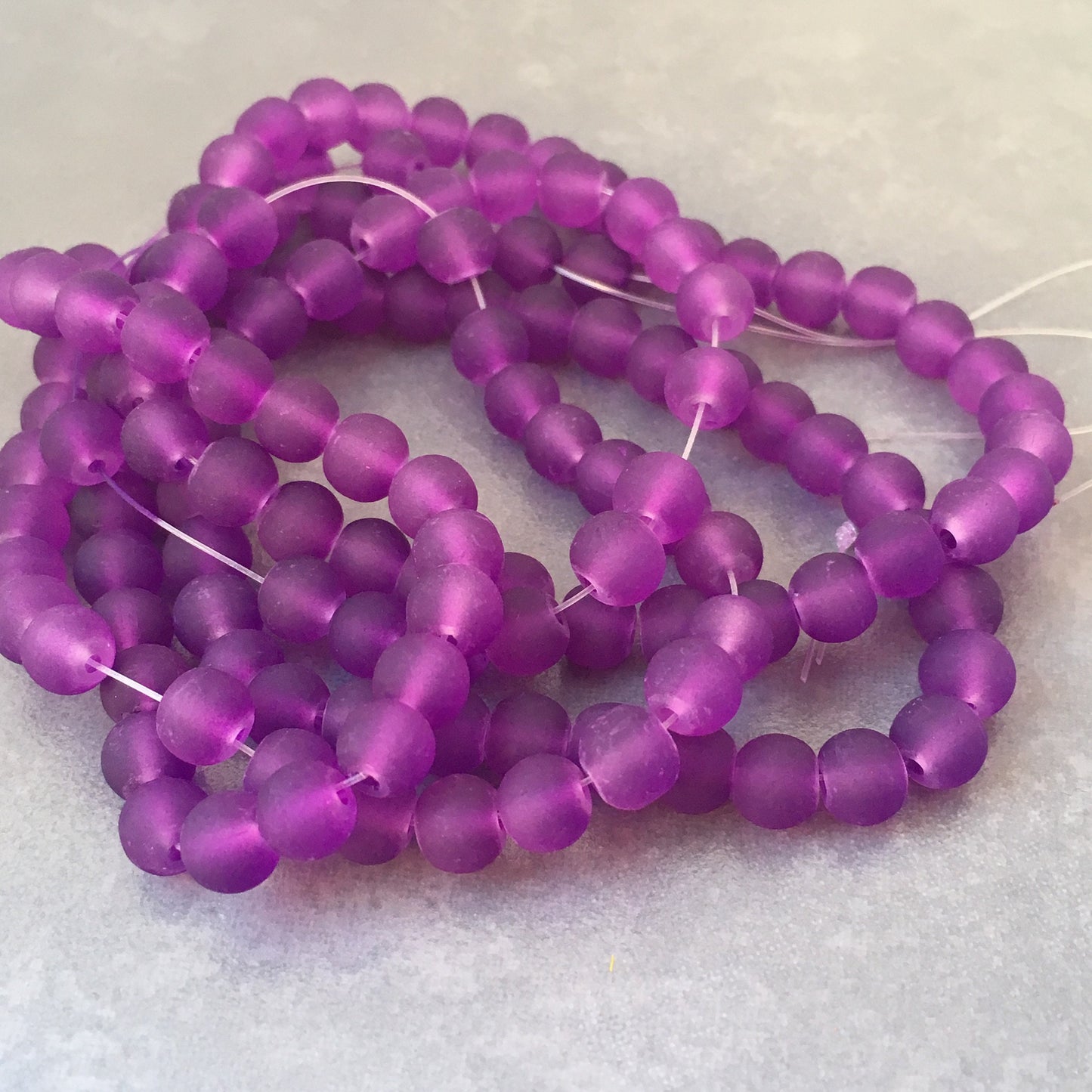 Purple Frosted Glass Beads 6mm Round DIY Bracelet Necklace Bead 135 Piece Strand