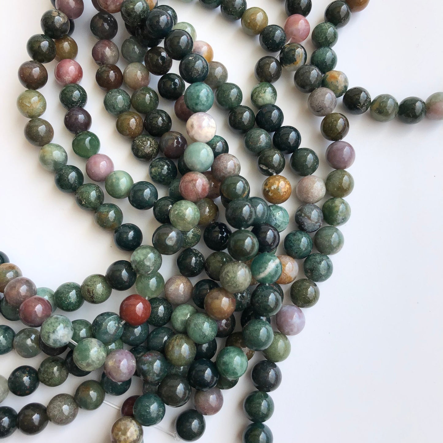 Natural Indian Agate Beads 8mm Crystal Gemstone Bead 22 Piece Strand