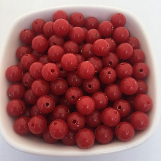 Red Acrylic Resin Beads 8mm Round DIY Necklace Bead 100 Pieces