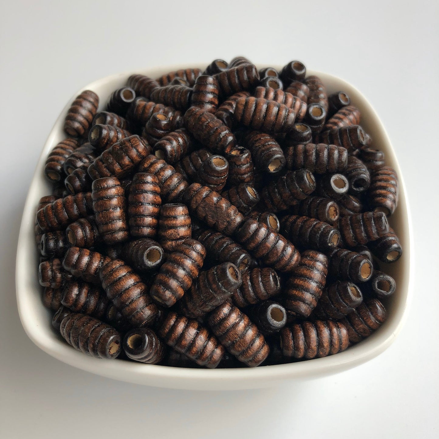 Dark Brown Wood Beads 15x8mm Oval Wooden Beehive Spiral Bead 100 Pieces