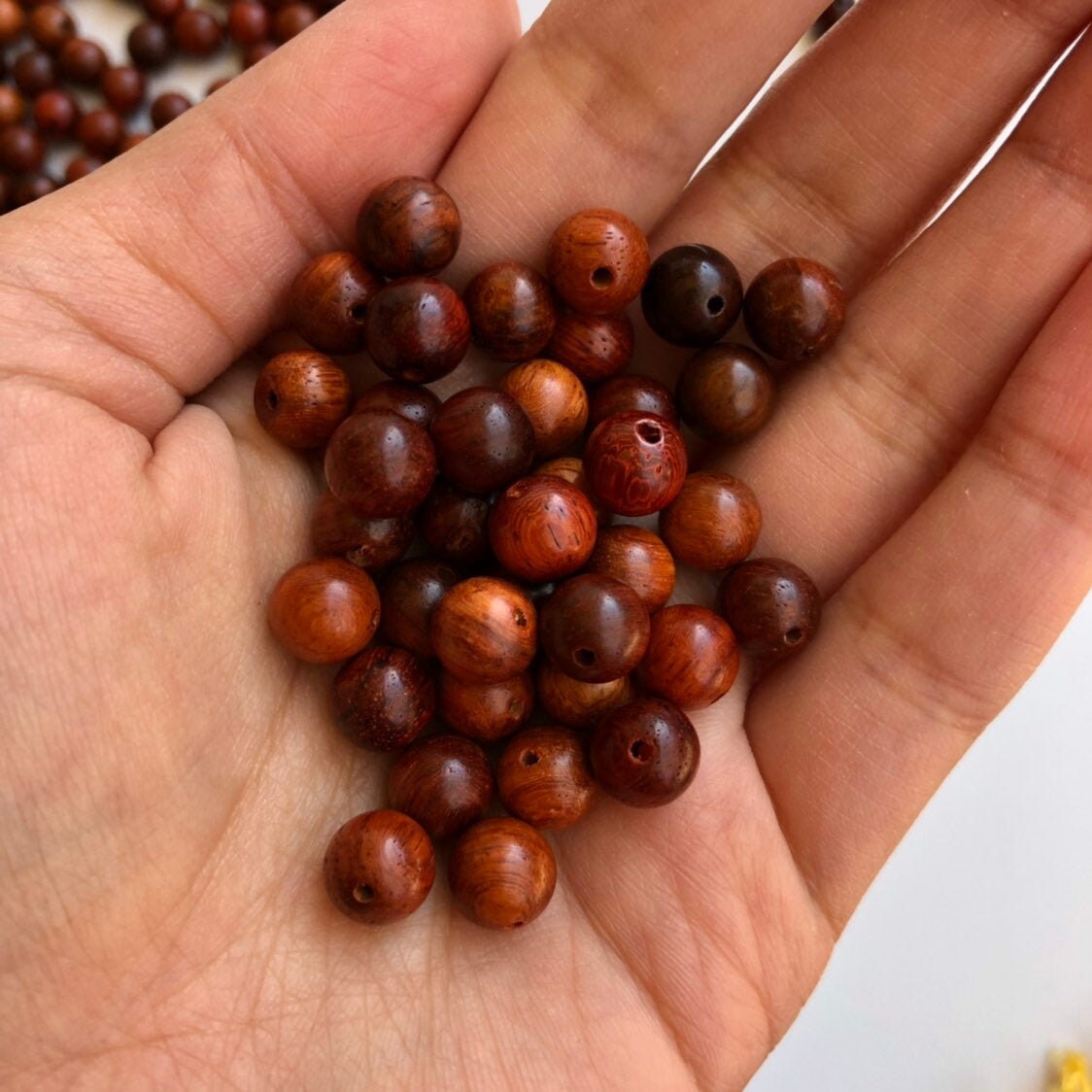 Jarrah Brown Hard Wood Beads 8mm Exposed Grain Smooth Wooden Beads 100 Pieces