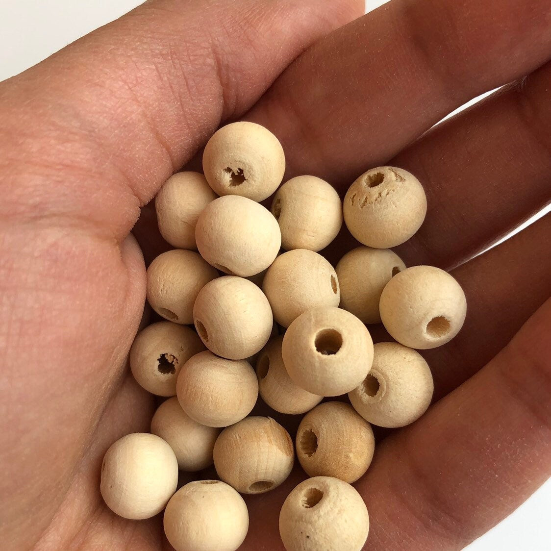 Natural Unpainted Beige Wood Beads 10mm Round Raw Unfinished Wooden Craft Bead 100 Pieces