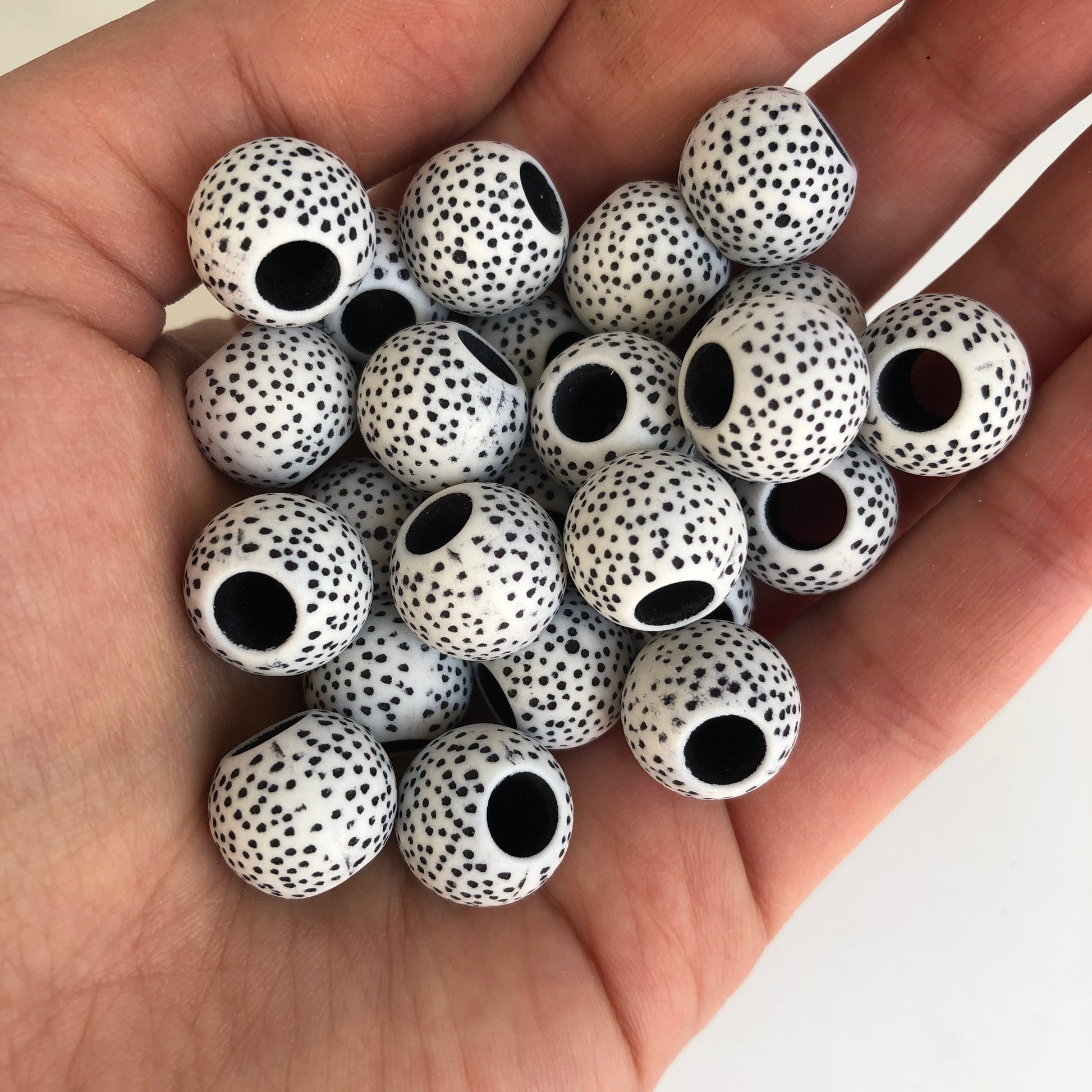Black White Macrame Beads