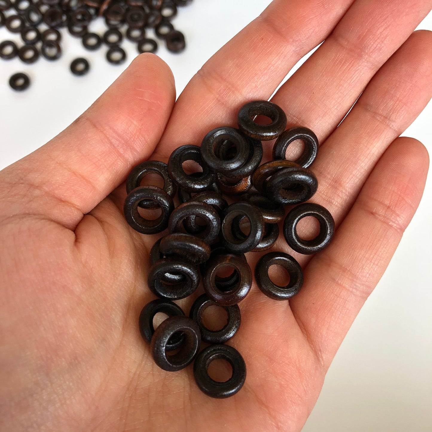 50pcs Round Dark Brown Wooden Ring Link Circle 12mm Donut Wood Bead