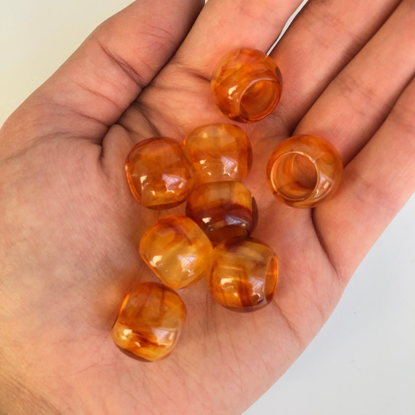 Honey Brown Resin Macrame Beads 17mm Round Drum Imitation Amber Bead 20 Pieces