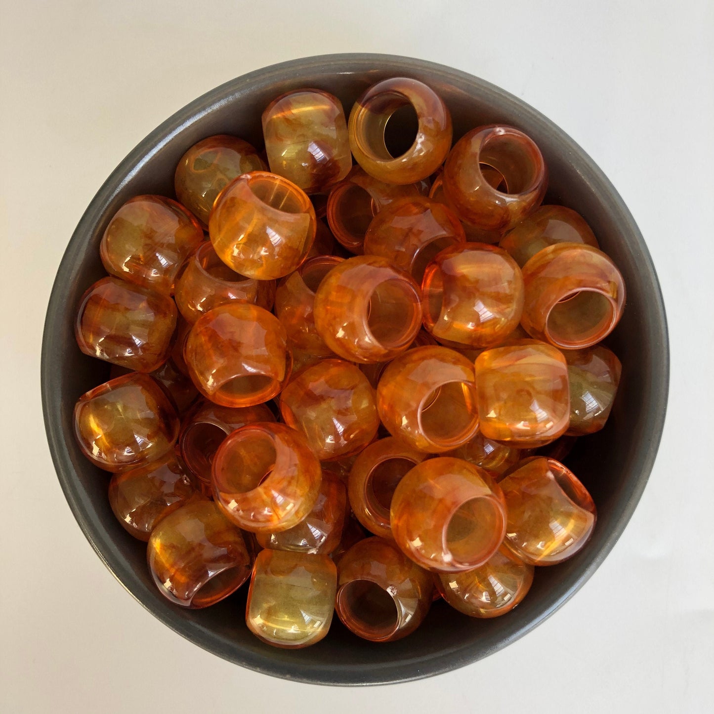 Honey Brown Resin Macrame Beads 17mm Round Drum Imitation Amber Bead 20 Pieces