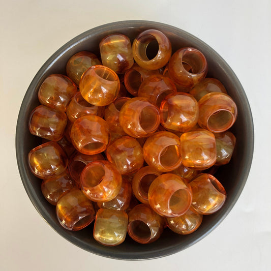 Honey Brown Resin Macrame Beads 17mm Round Drum Imitation Amber Bead 20 Pieces