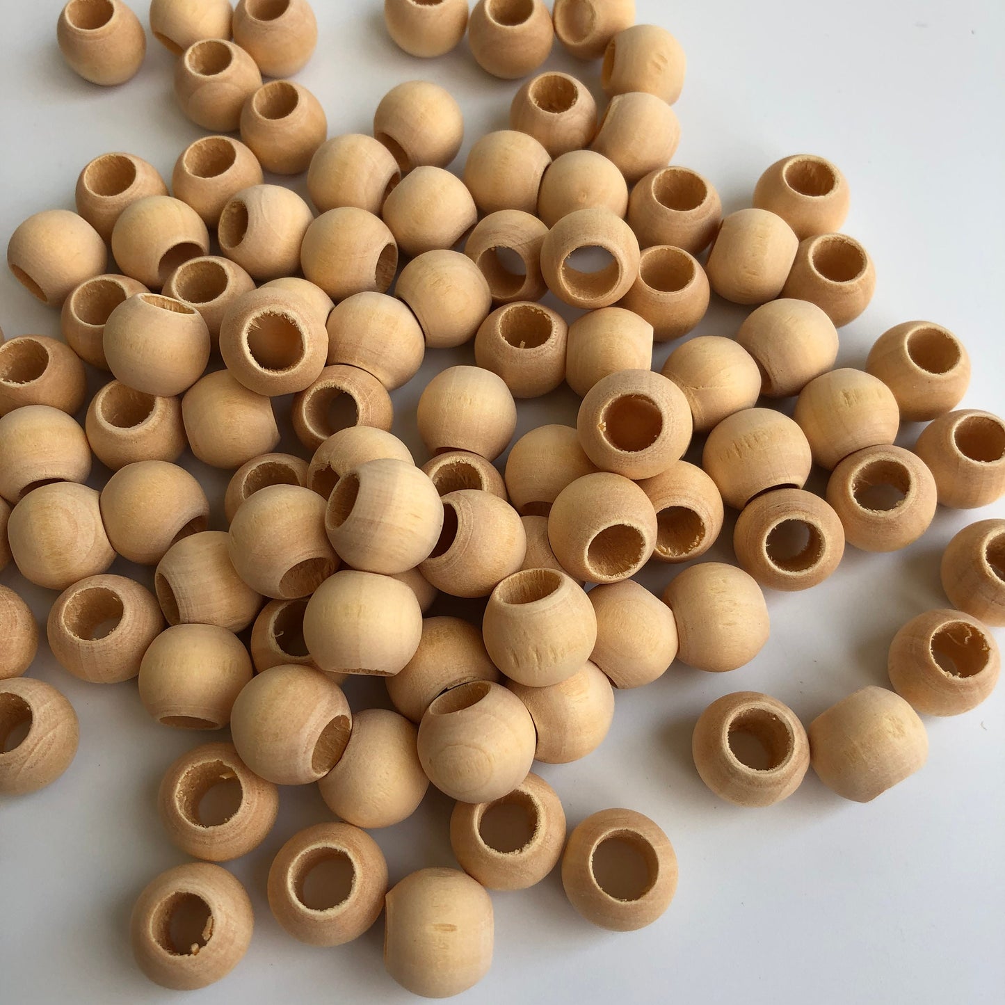 Natural Wooden Macrame Beads 14mm Round Drum Raw Unfinished Wood Bead 25 Pieces