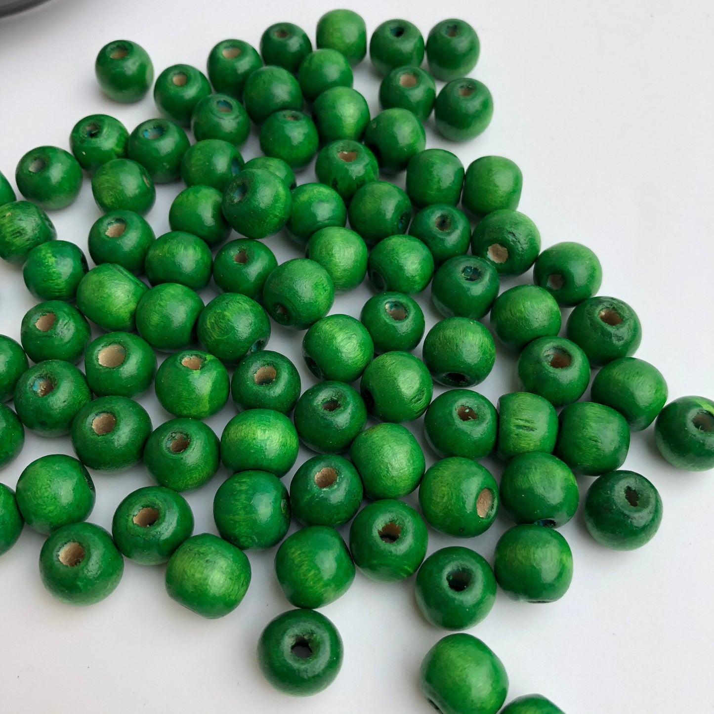 50pcs Natural Wood Bead, Round Wooden Beads, Green 12x10mm Smooth Craft Beads