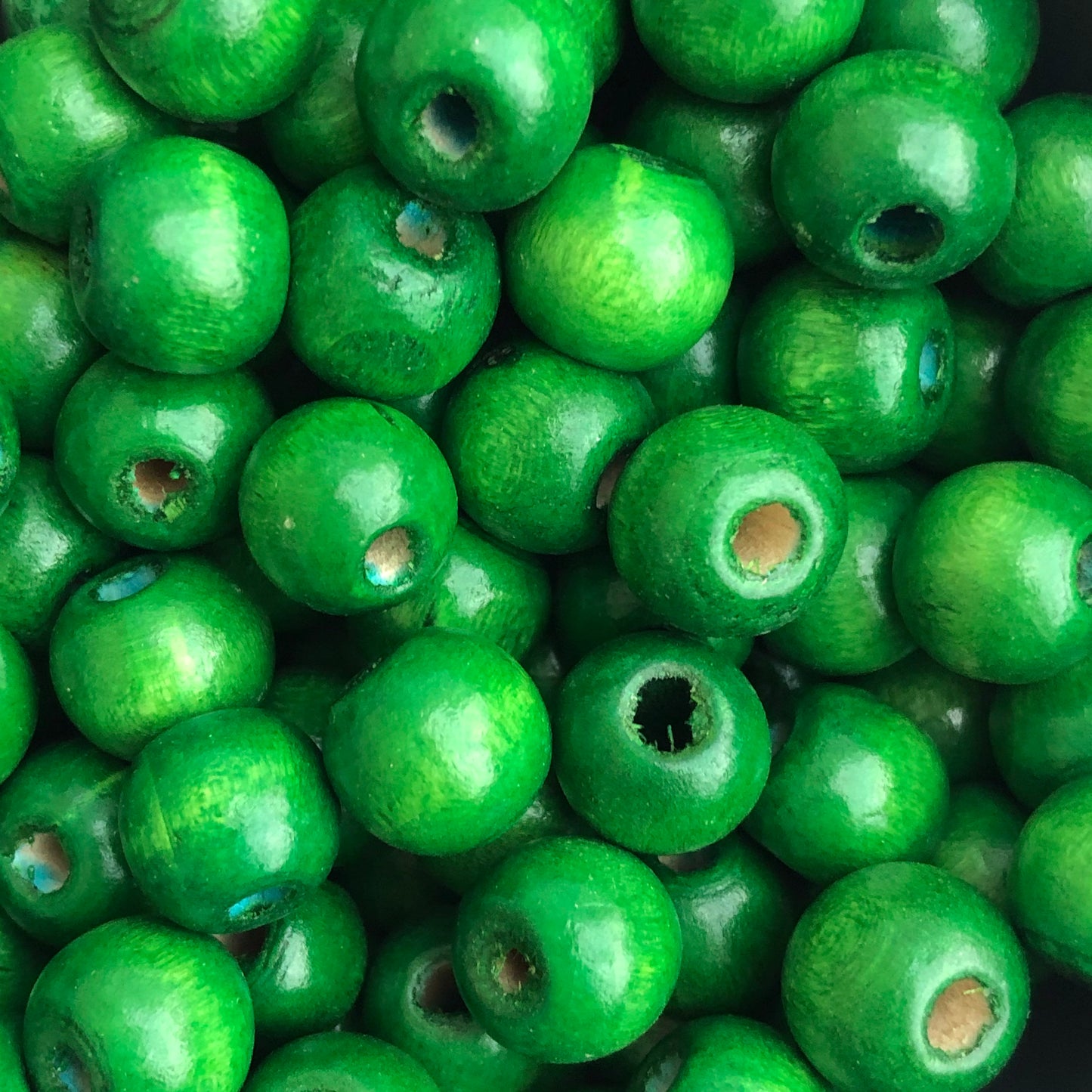 50pcs Natural Wood Bead, Round Wooden Beads, Green 12x10mm Smooth Craft Beads