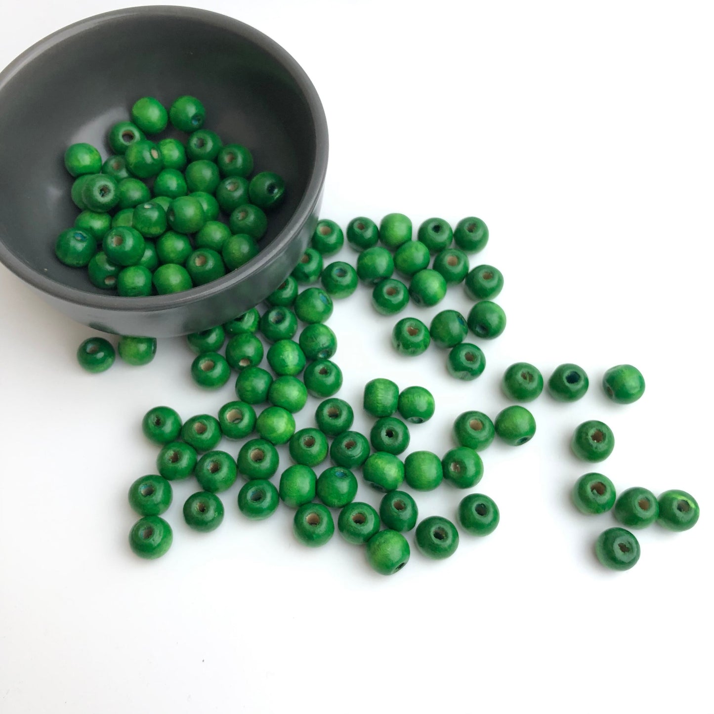 50pcs Natural Wood Bead, Round Wooden Beads, Green 12x10mm Smooth Craft Beads