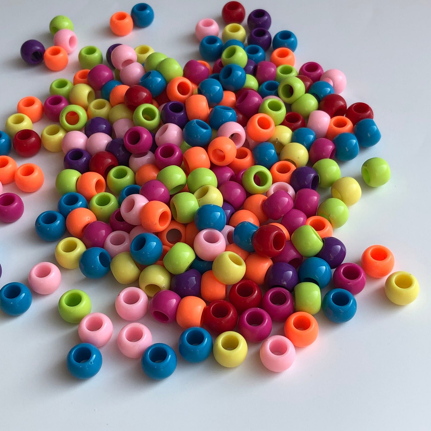 50 Mixed Multi Colour Macrame Beads, 10x8mm Hair Pony Bead, Acrylic Craft Jewellery Making Bead