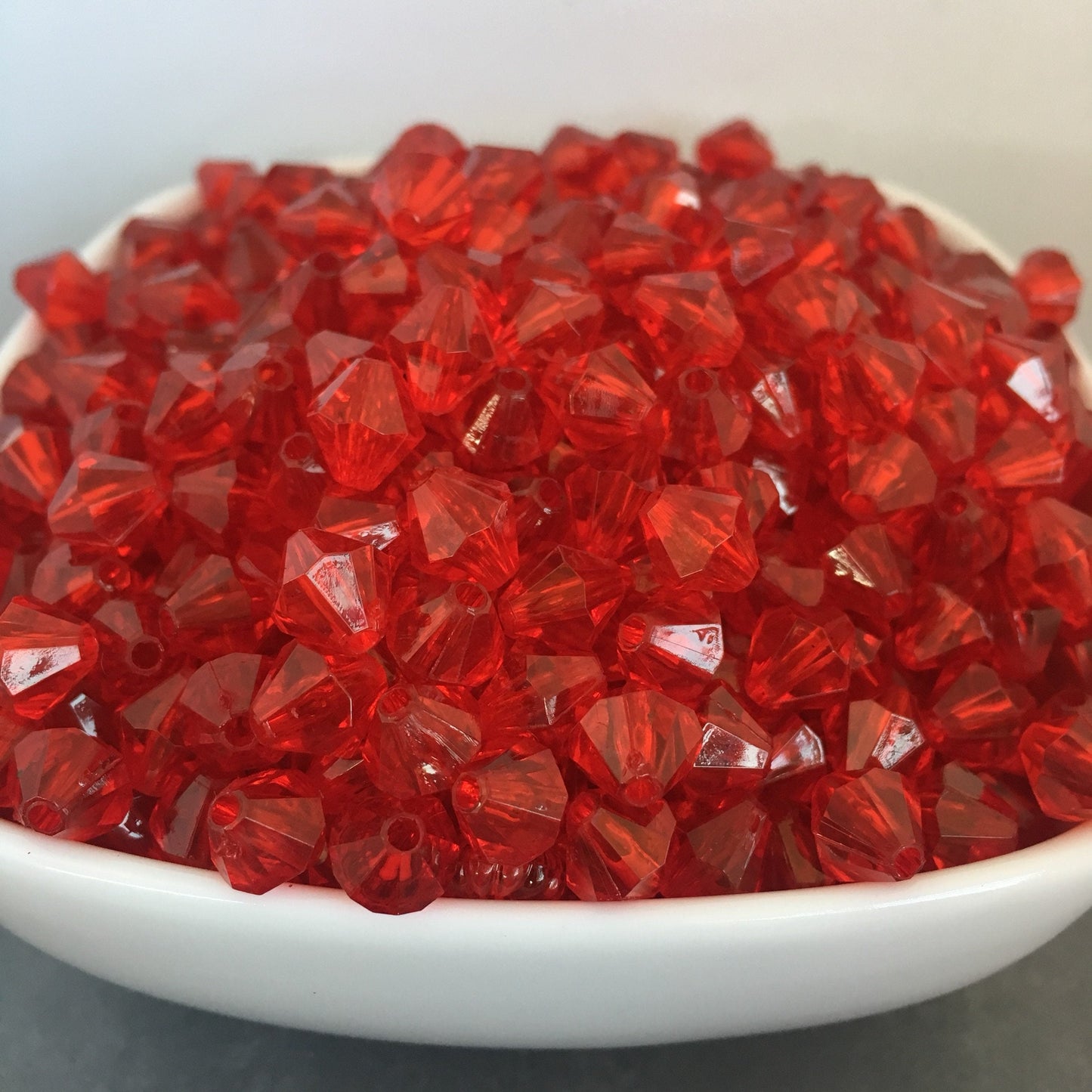 Red Platsic Resin Beads 8mm Bicone Faceted Bead 100 Pieces