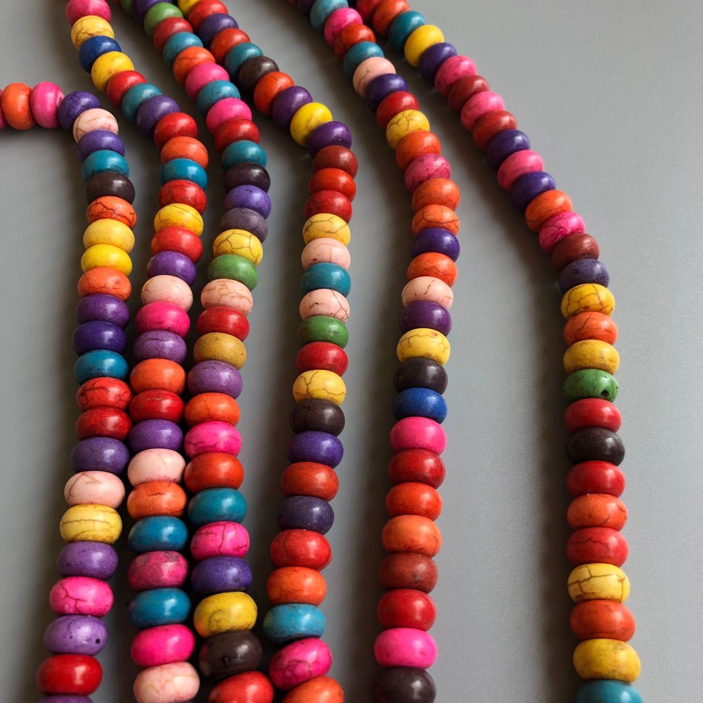 Mixed Colour Stone Bead 10x6mm Rondelle Shape DIY Jewellery Bead 65 Piece Strand