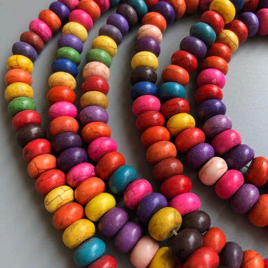 Mixed Colour Stone Bead 10x6mm Rondelle Shape DIY Jewellery Bead 65 Piece Strand