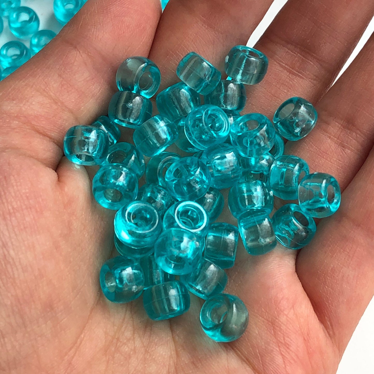 Baby Blue Plastic Pony Beads 9x6mm Acrylic Plastic Hair Jewellery Craft Bead 150X Pieces