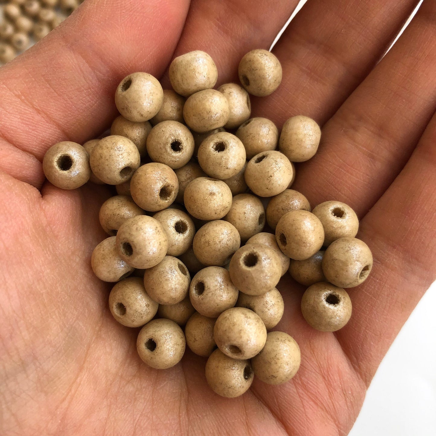 Khaki Wood Bead 8x7mm Round Craft Spacer Beads 100 Pieces