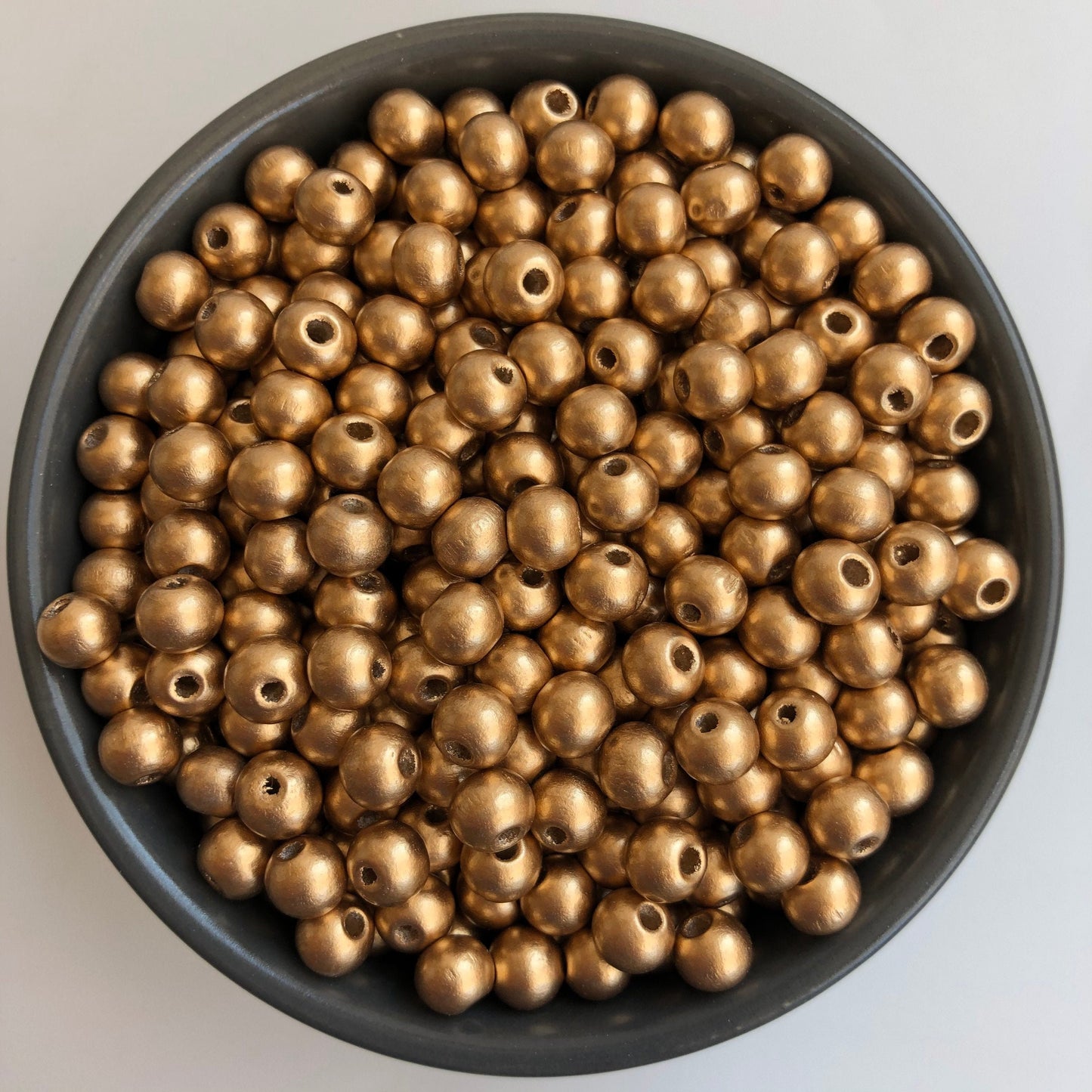 Gold Wood Bead 8x7mm Round Craft Beads 100 Pieces