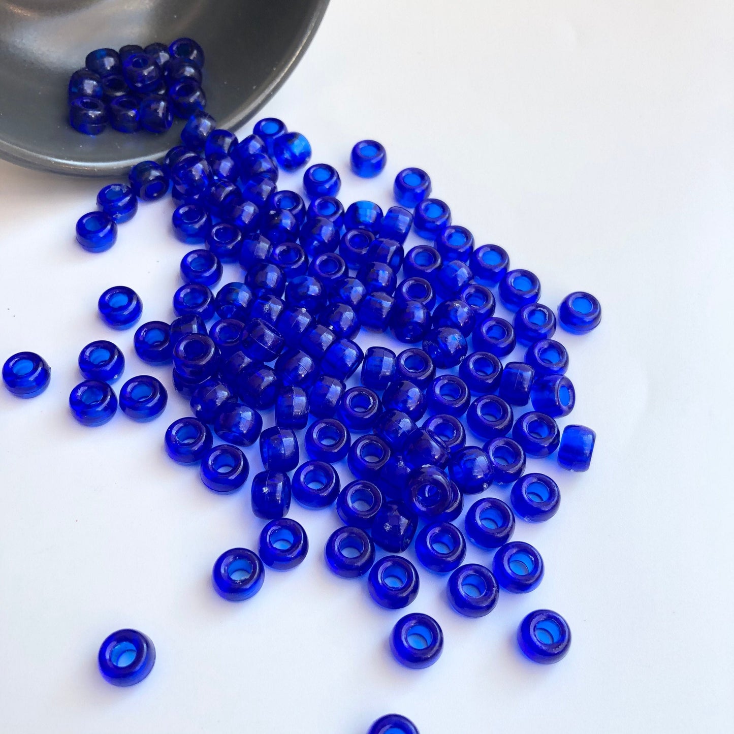 Royal Electric Blue Plastic Pony Beads 9x6mm Acrylic DIY Hair Jewellery Craft Bead 150 Pieces