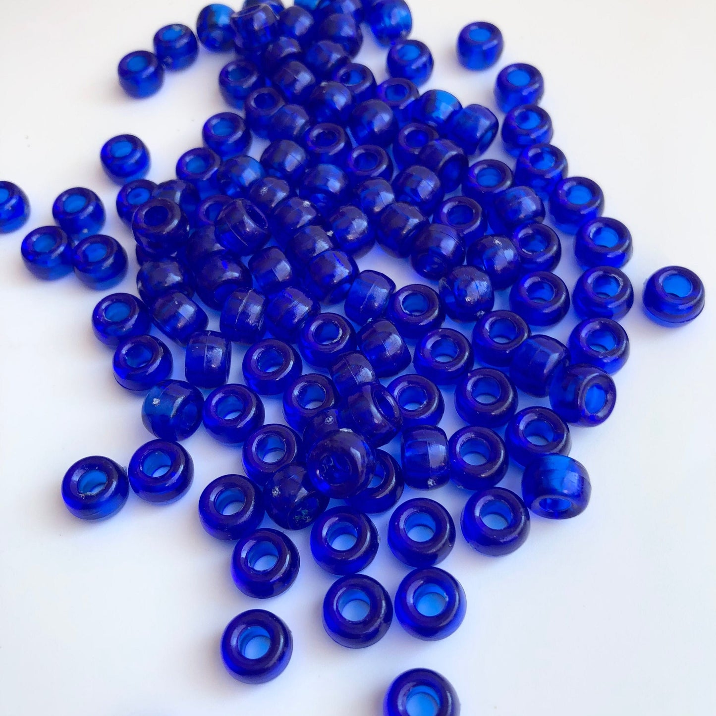 Royal Electric Blue Plastic Pony Beads 9x6mm Acrylic DIY Hair Jewellery Craft Bead 150 Pieces