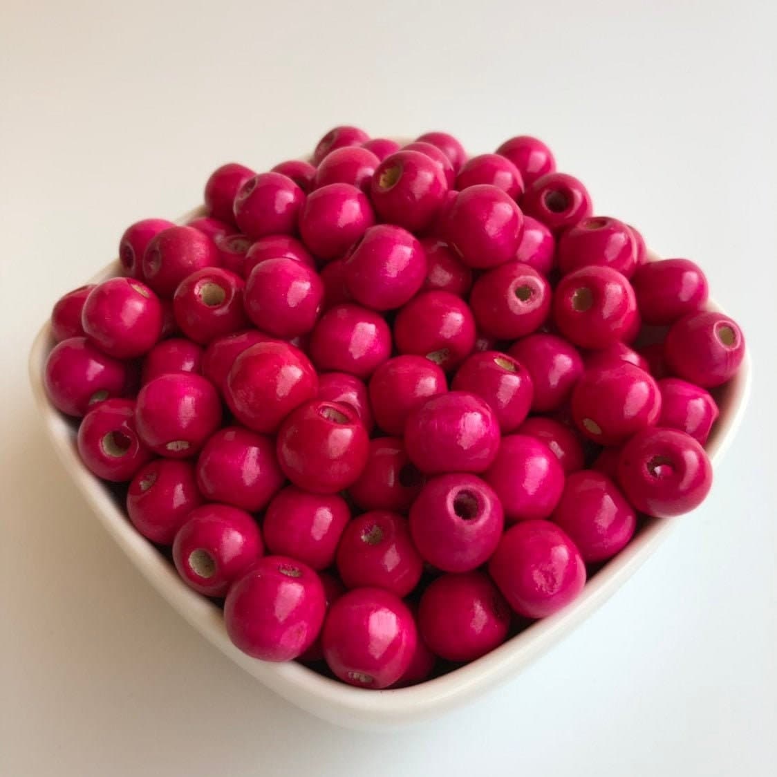 Hot Pink Wood Beads 16mm Round DIY Wooden Jewellery Craft Bead 25 Pieces