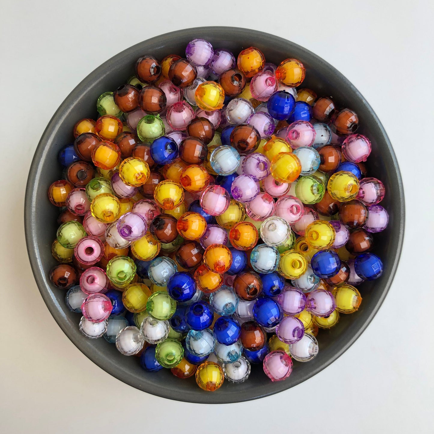 Mixed Colour Plastic Resin Beads 8mm Round Faceted DIY Jewellery Making Bead 100 Pieces