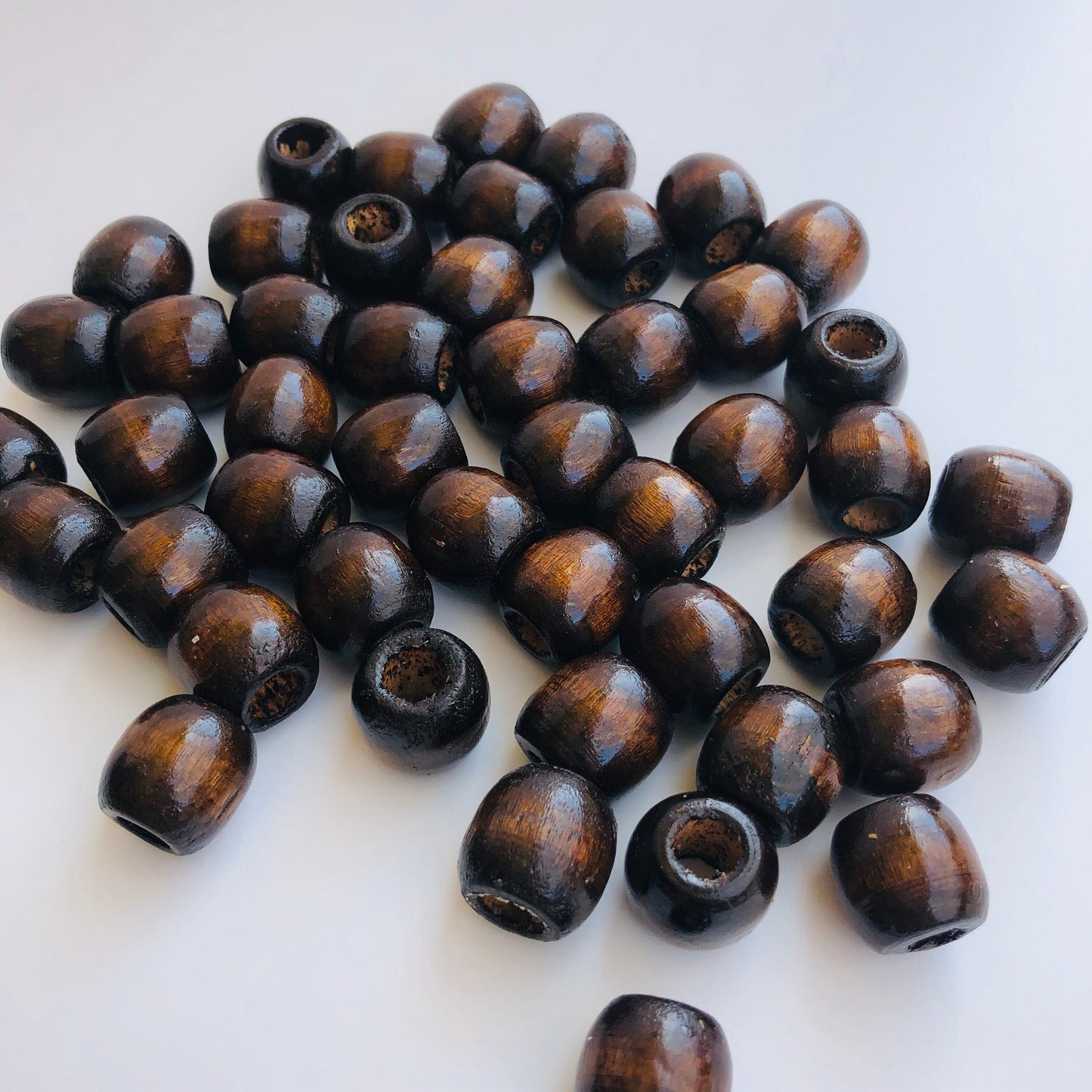 Dark Brown Macrame Bead 16mm Drum Barrel Shape Wood Craft Bead 25 Pieces