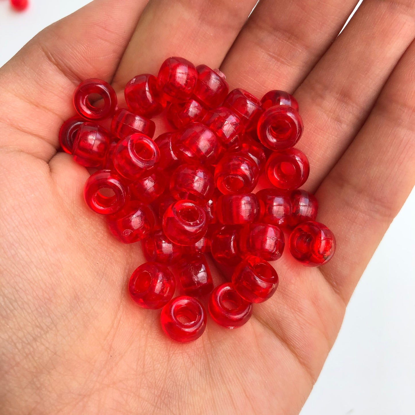 Red Pony Beads 9x6mm Acrylic Plastic Hair Jewellery Craft Bead 150 Pieces