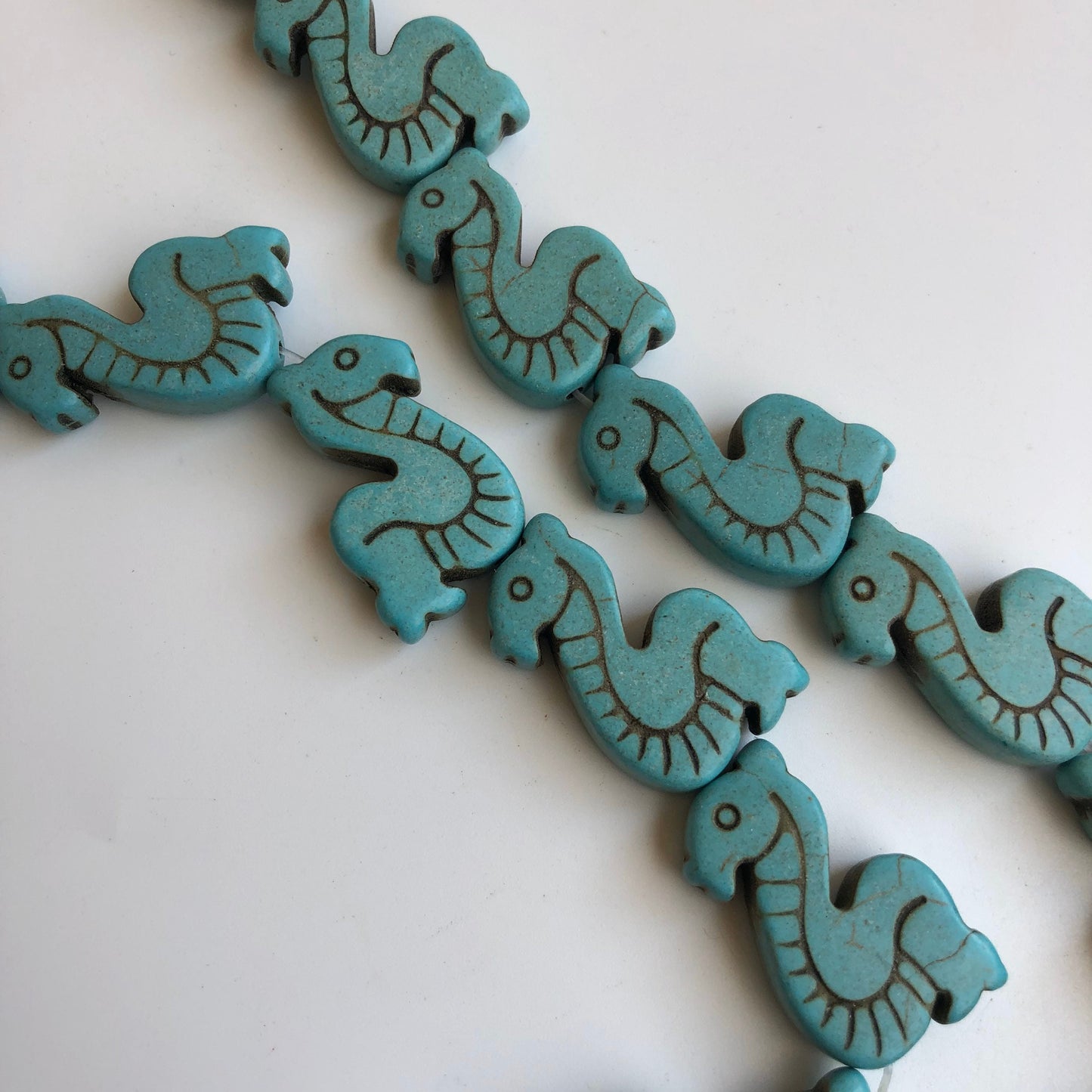 Turquoise Blue Seahorse Beads 29x17mm Synthetic Gemstone Bead 13 Piece Strand