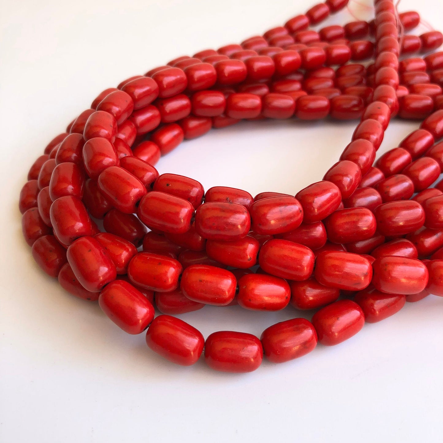 Gemstone Bead Red 12x8mm Oval Drum Shape 38cm Strand Jewellery Craft